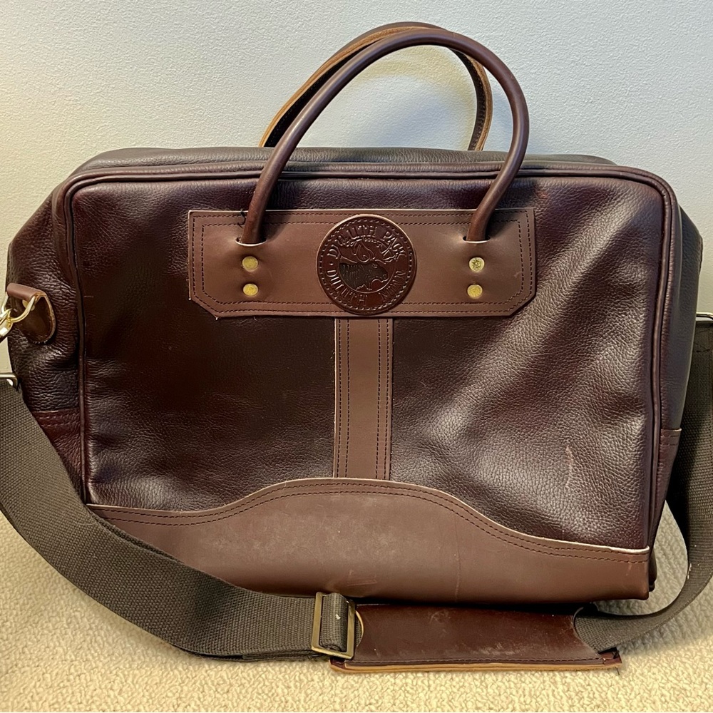 Duluth Trading Company Brown Pebbled Leather Computer Briefcase